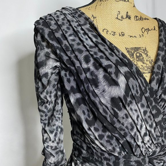 Tadashi Shoji Gray Leopard Cheetah Print Bodycon Dress - Picture 5 of 11